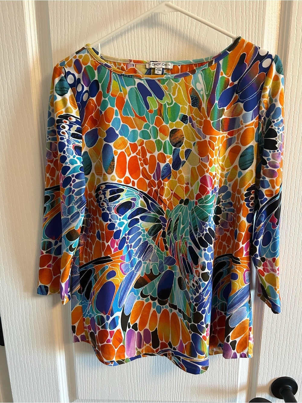 Multicolor Butterfly-Print Long Sleeve Tee